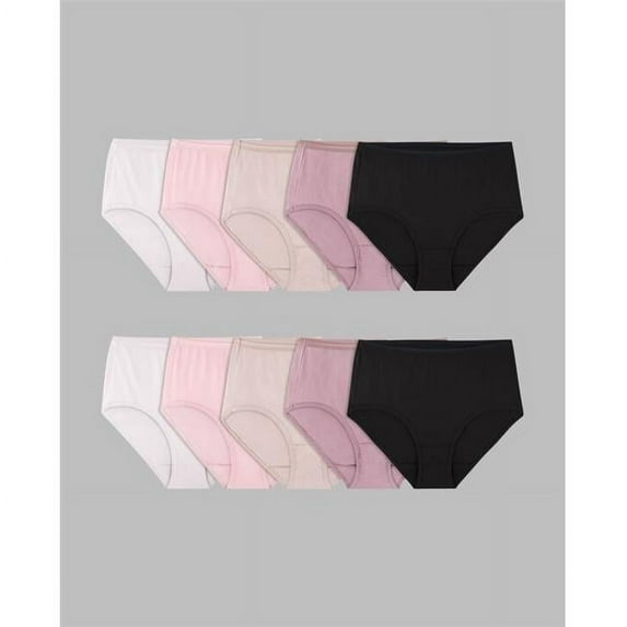 Ladies Cotton Panty Briefs, Assorted Color - Size 8 - Pack of 10