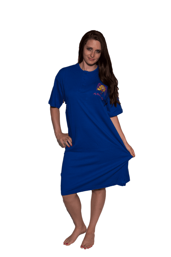 Ladies Cotton Sleep Shirt Royal