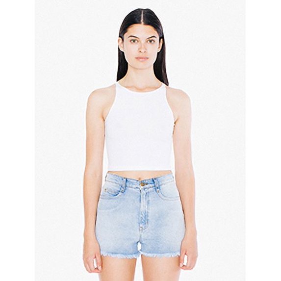American Apparel Women's Cotton Spandex Sleeveless Crop Top - WHITE - S