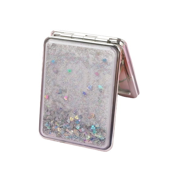 Ladies' Creative Sand Flash Double sided Portable Makeup and Makeup Folding Mirror