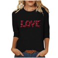 thumbnail image 1 of Ladies Crewneck Short Sleeve Tshirts for Valentines Day Womens Love Heart Print Basic Tee Cute Tops, 1 of 5