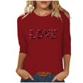 thumbnail image 1 of Ladies Crewneck Short Sleeve Tshirts for Valentines Day Womens Love Heart Print Basic Tee Cute Tops, 1 of 5