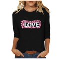 thumbnail image 1 of Ladies Crewneck Short Sleeve Tshirts for Valentines Day Womens Love Heart Print Basic Tee Cute Tops, 1 of 5