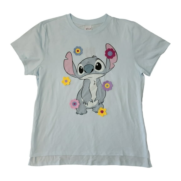 Ladies Crochet Character Lightweight Soft & Comfortable Jersey Fabric Tee (Stitch, XL)