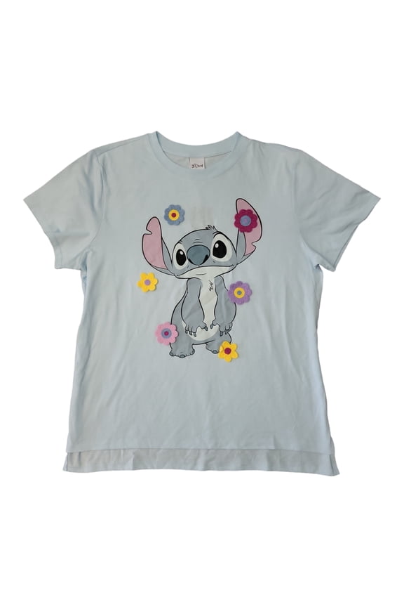 Ladies Crochet Character Lightweight Soft & Comfortable Jersey Fabric Tee (Stitch, XL)