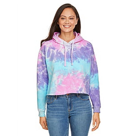 Ladies' Cropped Hooded Sweatshirt - COTTON CANDY - M
