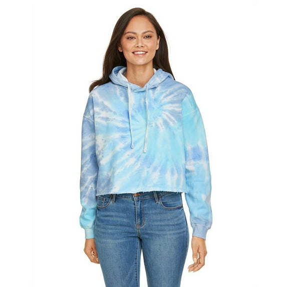 Ladies' Cropped Hooded Sweatshirt - LAGOON - M