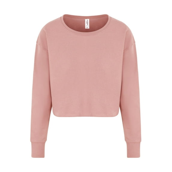Ladies' Cropped Pullover Sweatshirt - DUSTY PINK - S