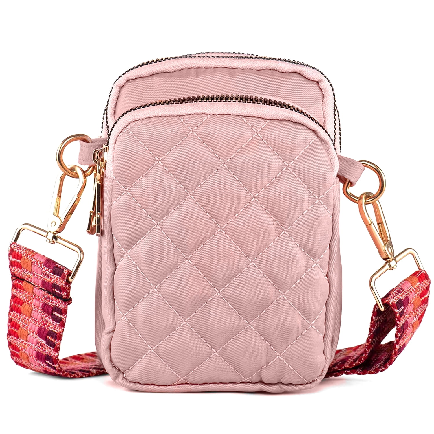 Ladies Cross Body Bag, Shoulder Bag with Adjustable Wide Strap and Chain-  Multipurpose Shoulder & Crossbody Bags for Women(Pink)
