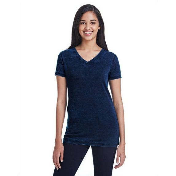 Ladies' Cross Dye Short-Sleeve V-Neck T-Shirt ELECTRIC BLUE 2XL