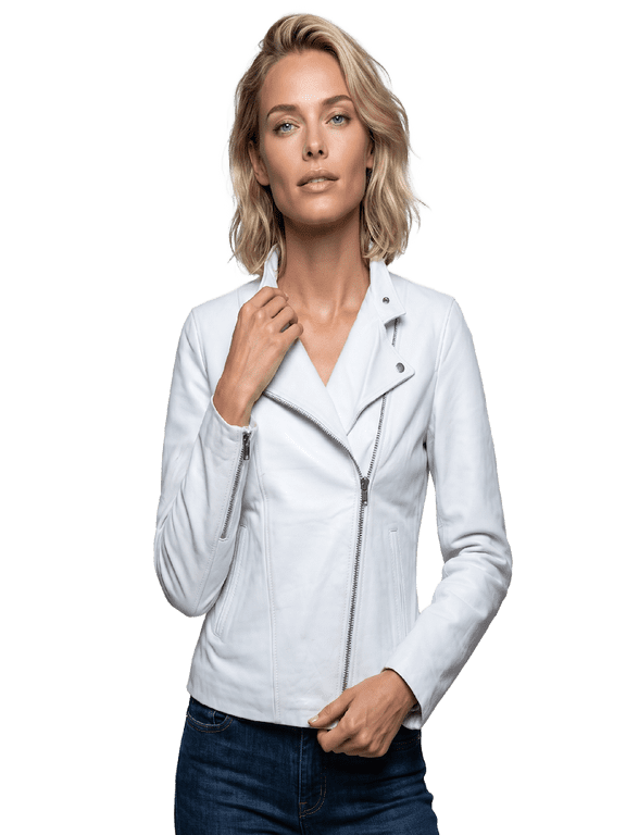 Cross Zip Leather Motorcycle Fashion Jackets (Women's)