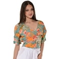 thumbnail image 1 of Ladies Cross-over V-neck Top w/Floral Print- LRB1712, 1 of 4