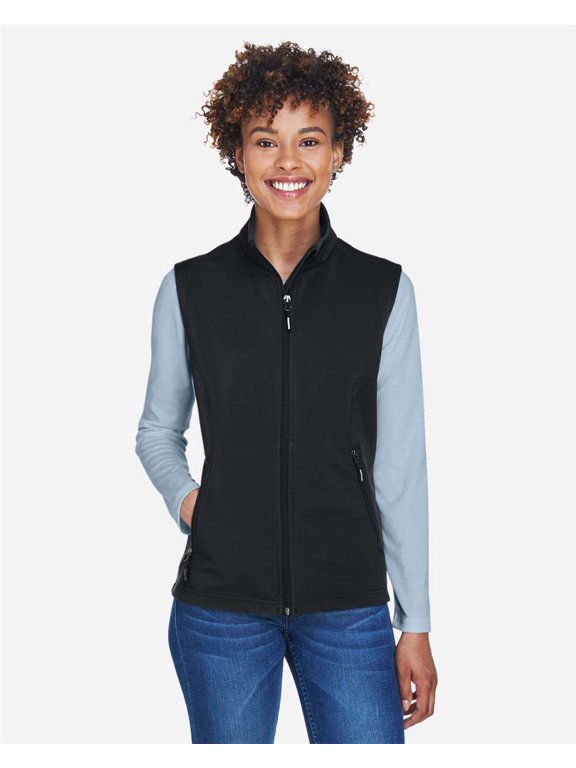 CORE365 CE701W Women's Cruise Two-Layer Fleece Bonded Soft Shell Vest-Black-S