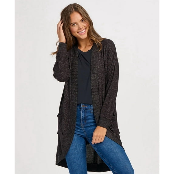 Boxercraft BW1103 Women's Cuddle Cardigan-Black Heather-XS