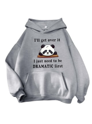 I'Ll Get Over It, I Just Need to Be Dramatic First Cute Couple Hoodies  Panda Print Pullover Sweatshirts Athletic Cool Beige at  Women's  Clothing store