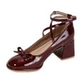 thumbnail image 1 of Ladies' Cute Mary Jane Pumps, Bow Accent, Chunky Heel Dress Shoes, 1 of 20