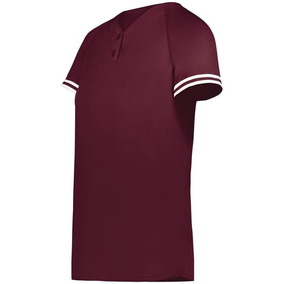 Augusta Sportswear 6917.380.2XL Ladies Cutter Plus Henley Jersey, Maroon & White - 2XL