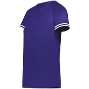 Augusta Sportswear 6918.450.M Girls Cutter Plus Henley Jersey, Purple & White - Medium