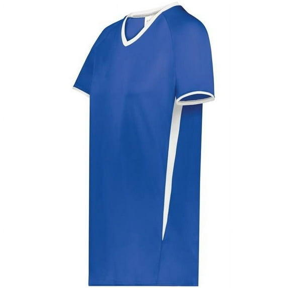 Augusta Sportswear 6915.280.XS Ladies Cutter Plus V-Neck Jersey, Royal & White - Extra Small