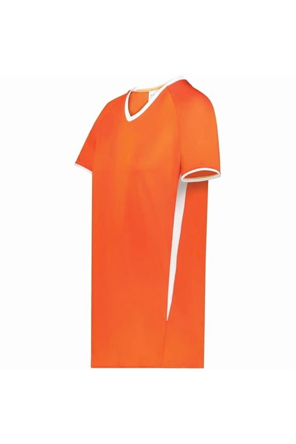 6916.320.L Girls Cutter Plus V-Neck Jersey, Orange & White - Large