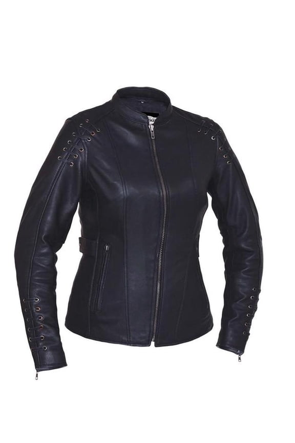 Ladies Derringer Lambskin Leather Jacket,Black,Size - Small