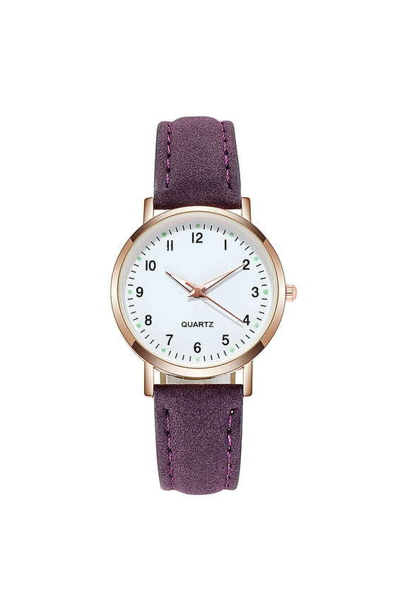 Ladies Diamond-Accented Luminous Retro Quartz Watch - Purple Dial, Leather Strap, Analog Display, Waterproof Design - For Women, Daily Wear, Office, Casual Outings, Gift For Her