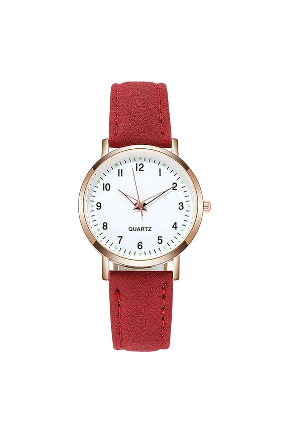 Ladies Diamond-Accented Luminous Retro Quartz Watch With Red Strap - Analog Display, Scratch-Resistant Glass, Water-Resistant Design - For Daily Wear, Office Attire, Casual