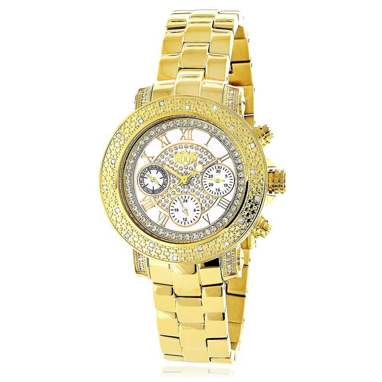 Luxurman Ladies Diamond Watch 0.3ct Yellow Gold Plated Luxurman Real Diamond Watch for Women 0.3ct Yellow Gold  main image 3