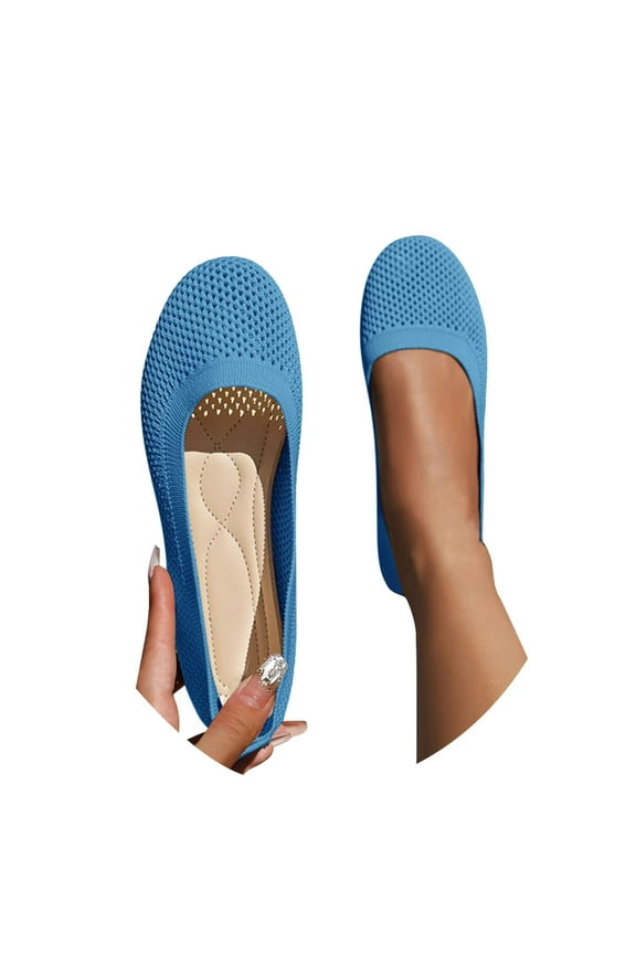 Ladies Dress Casual Shoes Comfortable Flats for Office Party Women's Ballerina On Shoes Non Knitted Trainers Comfortable Breathable Summer Sporty Women Flat Shoes Comfort Shoes