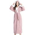 thumbnail image 1 of Ladies Dressing Gowns Fluffy,Hooded Long Nightgowns for Women UK Fleece Robes Belted Full Length Bathrobes with Pockets Super Soft Plush Velvet Flannel Pyjamas Winter Teddy Loungewear, 1 of 3