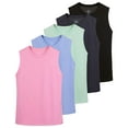 thumbnail image 1 of Real Essentials 5 Pack: Women's Dry-Fit Tank Top - Racerback Sleeveless T-Shirt Athletic Workout Gym Shirt (Plus Available), 1 of 6