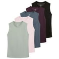 thumbnail image 1 of Real Essentials 5 Pack: Women's Dry-Fit Tank Top - Racerback Sleeveless T-Shirt Athletic Workout Gym Shirt (Plus Available), 1 of 6