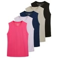 thumbnail image 1 of Real Essentials 5 Pack: Women's Dry-Fit Tank Top - Racerback Sleeveless T-Shirt Athletic Workout Gym Shirt (Plus Available), 1 of 6