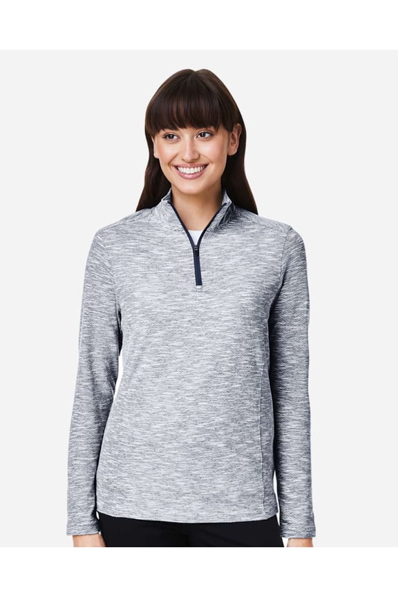 NE415W Women's Eclipse Jacquard Quarter-Zip Pullover-Black Heather-L