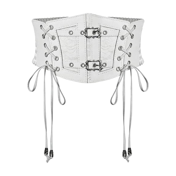 Ladies Elastic Corset Belt Sides Lace-up Underbust Wide Belts for Women Vintage Dresses