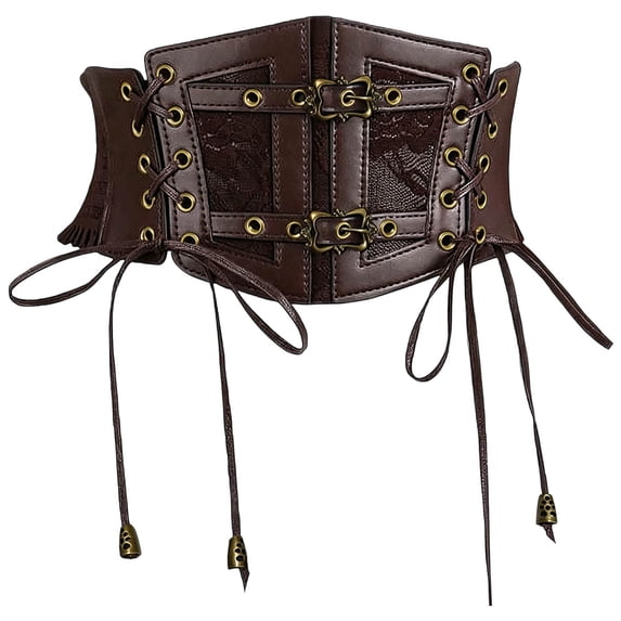 Ladies Elastic Corset Belt Sides Lace-up Underbust Wide Belts for Women Vintage Dresses