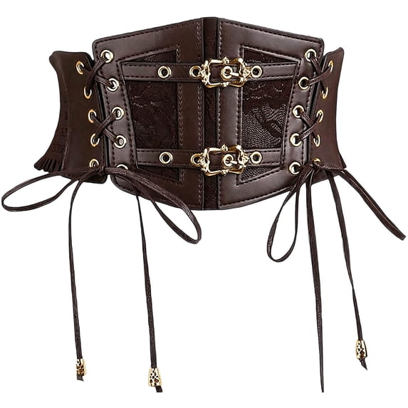 Ladies Elastic Corset Belt Sides Lace-up Underbust Wide Belts for Women Vintage Dresses