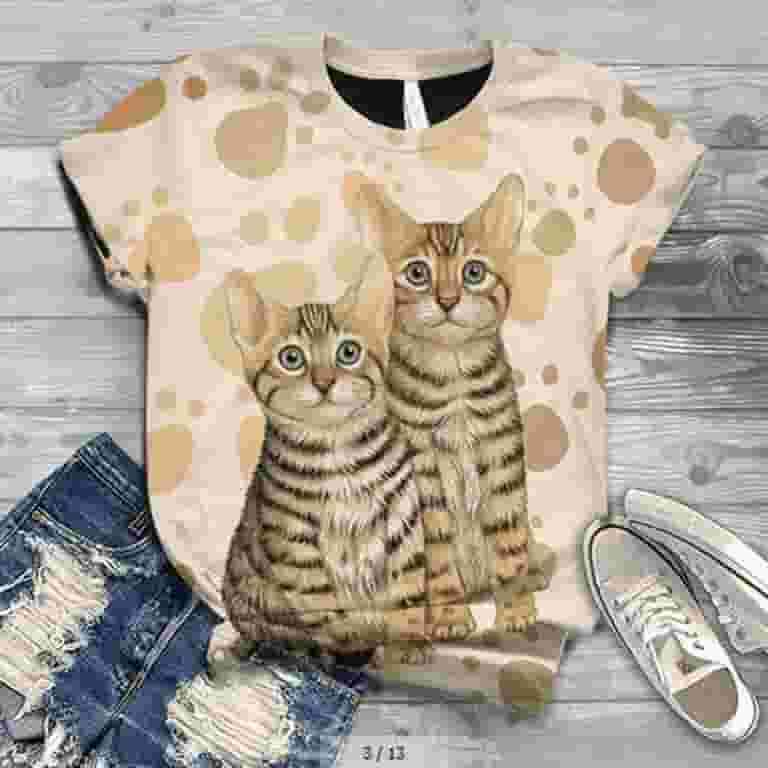 ★AWESOMEUS★ A CURLY HAIRED CAT Crop Short Sleeve T-Shirt 5 Ladies Elegant Top Tee Clothing Plus Size Women Short Sleeve