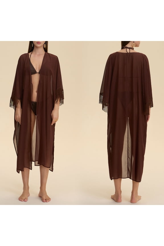 Ladies' Elegant Vintage Nightgown Lightweight Luxurious Home Satin Bathrobe New Bathrobe for Women Soft Coffee One Size