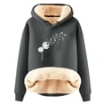thumbnail image 1 of Ladies' English Letters Autumn And Winter With Thick Velvet Insulation Solid Color Color Cardigan Lamb Wool Hooded Sweatshirt Jacket Winter Fashion Women 2022 Tunic Sweatshirts Women Women Pullover, 1 of 2
