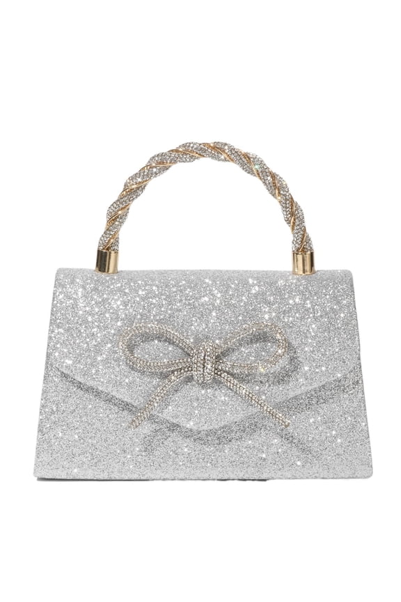 Ladies Evening Bags Glitter Bow Clutch Wedding Party Purse Glitter Rhinestone Party Prom Handbags