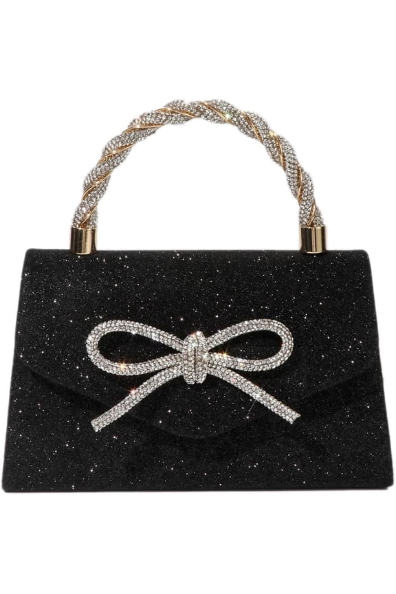 Ladies Evening Bags Glitter Bow Clutch Wedding Party Purse Glitter Rhinestone Party Prom Handbags