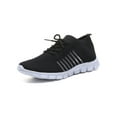 thumbnail image 1 of Ladies Extra Wide Sneakers Women's Lace Up Breathable Mesh Non Slip Running Walking Shoes Black, 1 of 9
