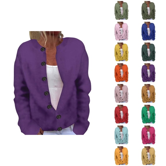 Ladies' Fashion Casual Autumn And Winter Solid Color Printed Casual Fashion Button Cardigan Jacket Cardigan Sweaters for Women