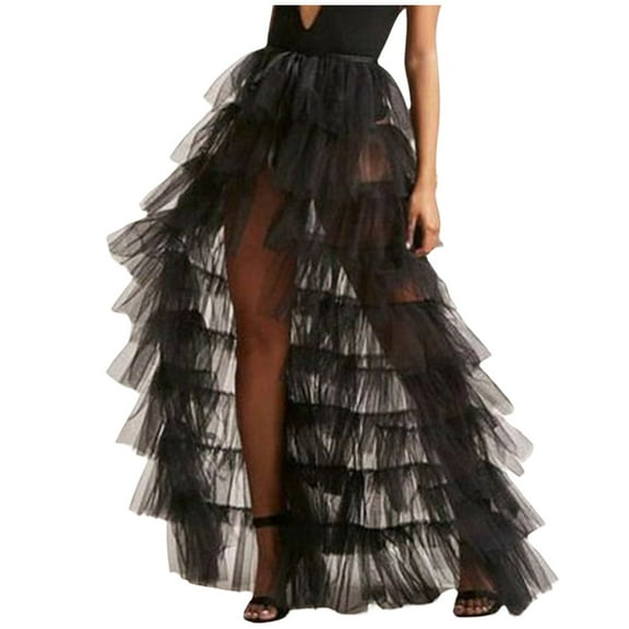 Ladies Fashion Casual High Waist Flowing Mesh Pleated Skirt Sexy Tail Elegant Comfortable Stylish Summer Skirt