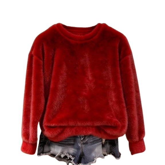 Ladies Fashion Casual Long Sleeve Printed Round Neck Hoodie Pullover Top for Stylish and Relaxed Outfits,Wine,S