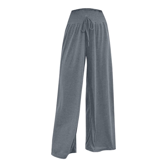 Ladies Fashion Casual Loose Solid Color High Waist Wide Leg Casual Pants