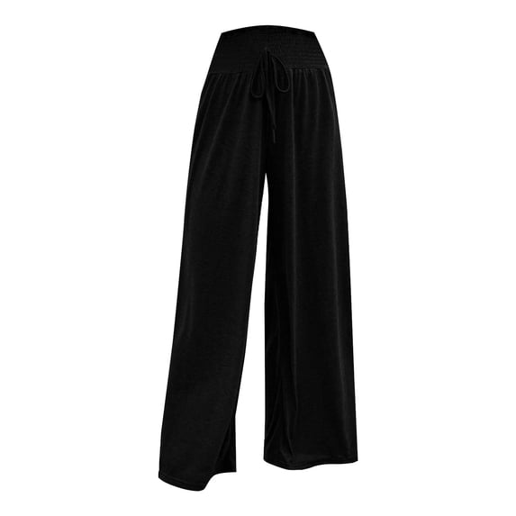 Ladies Fashion Casual Loose Solid Color High Waist Wide Leg Casual Pants