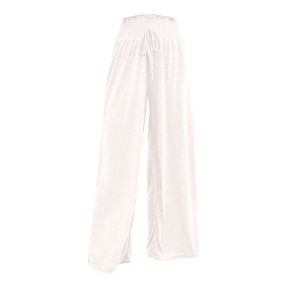 Ladies Fashion Casual Loose Solid Color High Waist Wide Leg Casual Pants