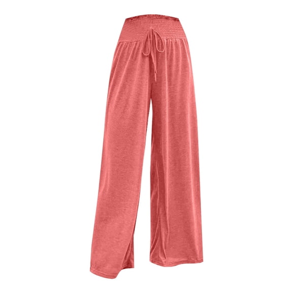 Ladies Fashion Casual Loose Solid Color High Waist Wide Leg Casual Pants